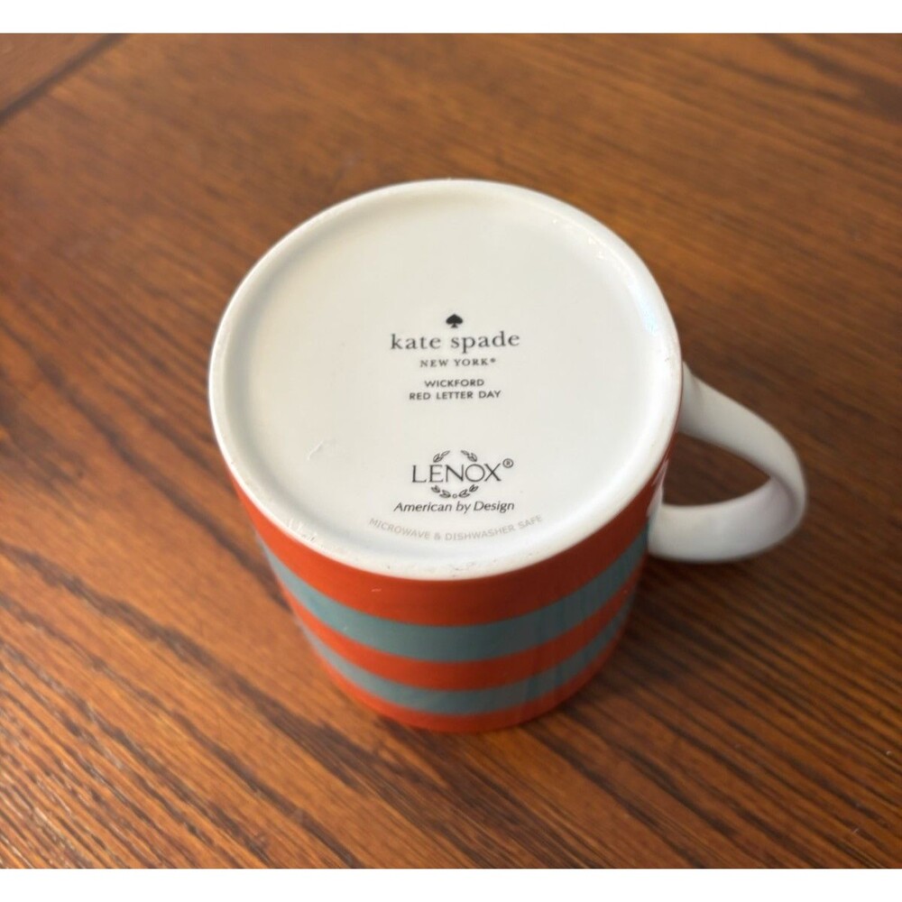 Kate Spade NY Wickford Red Letter M Day Lenox Red I Orange & Teal Stripes MUG - Picture 8 of 8